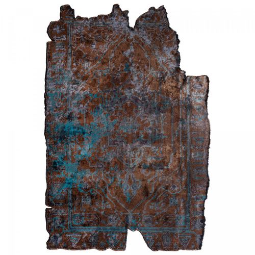 Tapis Chambre Kilim En Coton, 160 X 230 Cm, Forme Originale, Bleu Et Marron