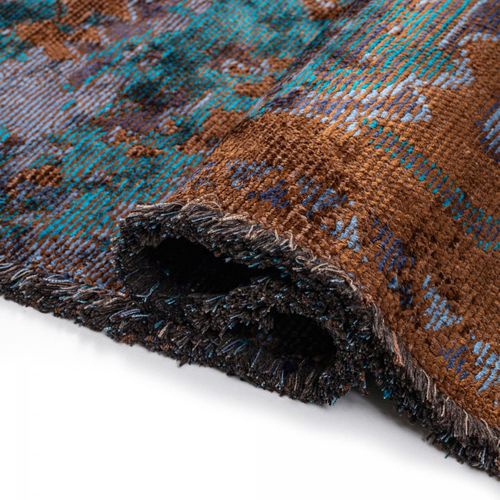 Tapis Chambre Kilim En Coton, 160 X 230 Cm, Forme Originale, Bleu Et Marron