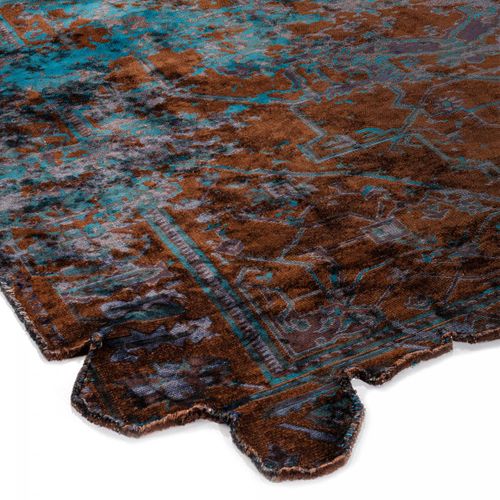 Tapis Chambre Kilim En Coton, 160 X 230 Cm, Forme Originale, Bleu Et Marron