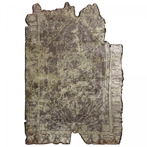 Tapis Salon Kilim En Coton, 200 X 250 Cm, Forme Originale, Vert Et Gris