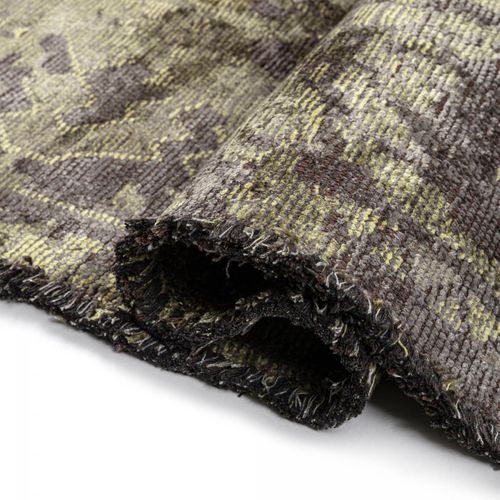 Tapis Salon Kilim En Coton, 200 X 300 Cm, Forme Originale, Vert Et Gris