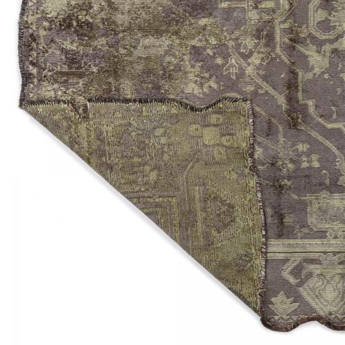 Tapis Salle à Manger Kilim En Coton, 240 X 340 Cm, Forme Originale, Vert Et Gris