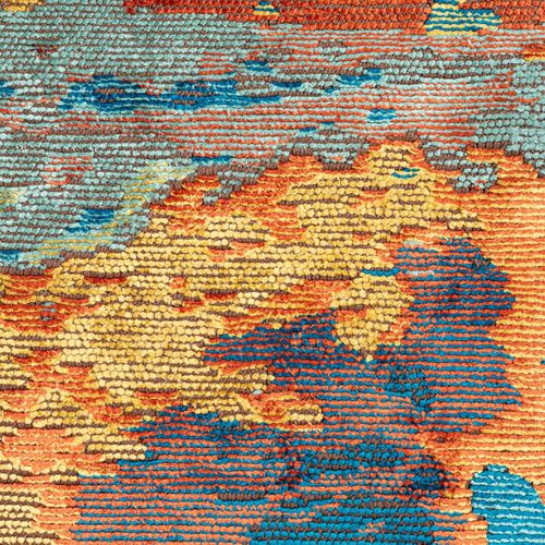 Tapis Salle à Manger Kilim En Coton, 240 X 340 Cm, Forme Originale, Bleu Et Orange