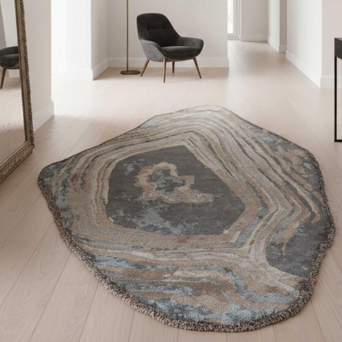 Tapis Salon Kilim En Coton, 200 X 300 Cm, Forme Originale, Bleu Et Beige