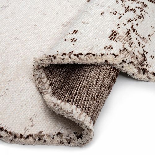 Tapis Salon Kilim En Coton, 200 X 300 Cm, Forme Originale, Blanc Et Marron