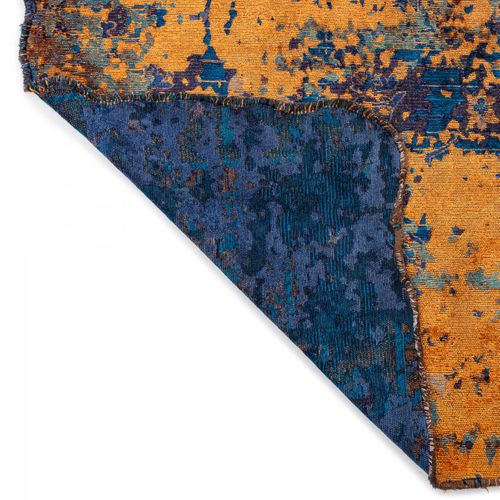 Tapis Chambre Kilim En Coton, 160 X 230 Cm, Forme Originale, Orange Et Bleu