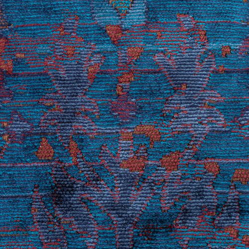 Tapis Salle à Manger Kilim En Coton, 240 X 340 Cm, Forme Originale, Bleu Et Rouge
