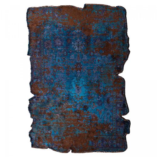 Tapis Chambre Kilim En Coton, 160 X 230 Cm, Forme Originale, Marron Et Bleu