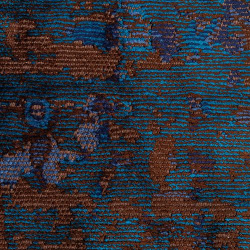 Tapis Salon Kilim En Coton, 200 X 250 Cm, Forme Originale, Marron Et Bleu