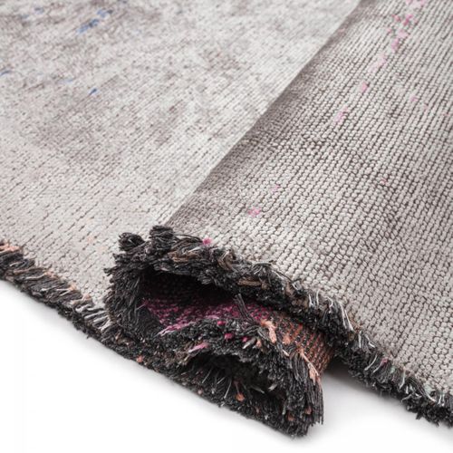 Tapis Salon Kilim En Coton, 200 X 300 Cm, Forme Originale, Gris Et Écru