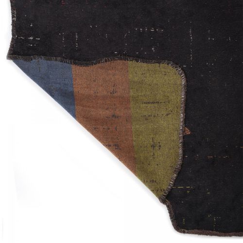 Tapis Chambre Kilim En Coton, 160 X 230 Cm, Forme Originale, Noir Et Gris