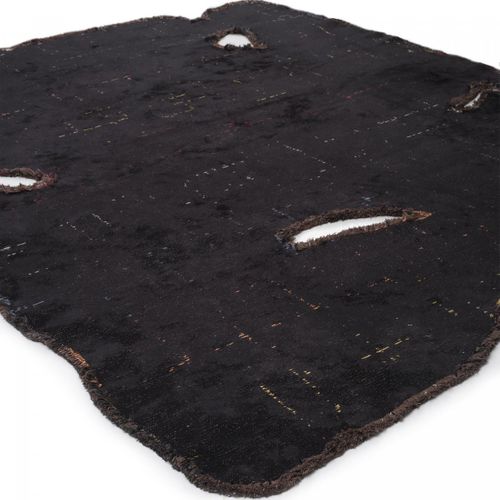 Tapis Chambre Kilim En Coton, 160 X 230 Cm, Forme Originale, Noir Et Gris