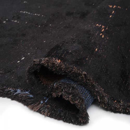 Tapis Salle à Manger Kilim En Coton, 240 X 340 Cm, Forme Originale, Noir Et Gris