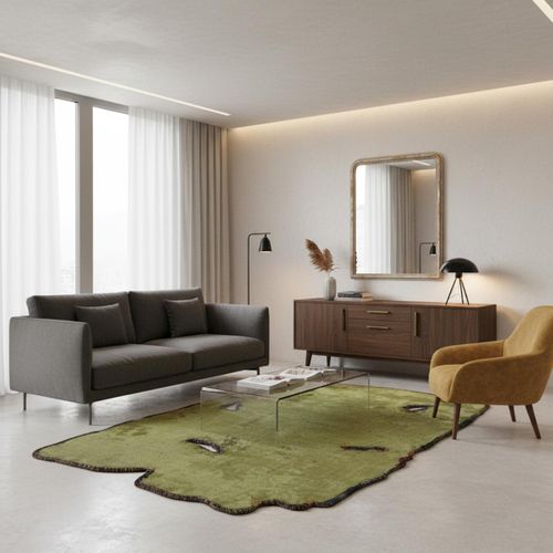 Tapis Chambre Kilim En Coton, 160 X 230 Cm, Forme Originale, Vert Et Bleu