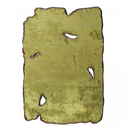 Tapis Salon Kilim En Coton, 200 X 250 Cm, Forme Originale, Vert Et Bleu