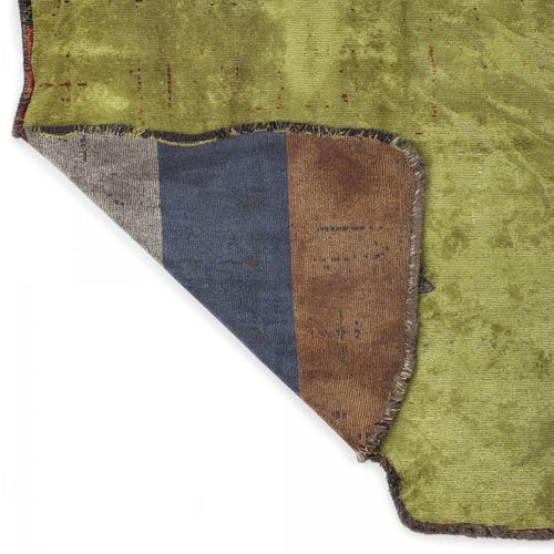 Tapis Salon Kilim En Coton, 200 X 300 Cm, Forme Originale, Vert Et Bleu