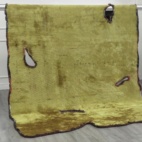 Tapis Salon Kilim En Coton, 200 X 300 Cm, Forme Originale, Vert Et Bleu