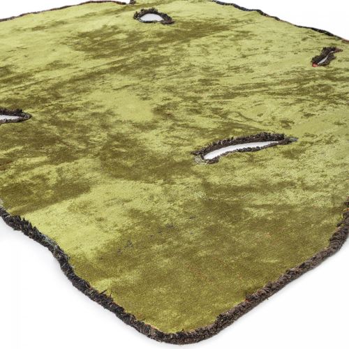 Tapis Salle à Manger Kilim En Coton, 240 X 340 Cm, Forme Originale, Vert Et Bleu