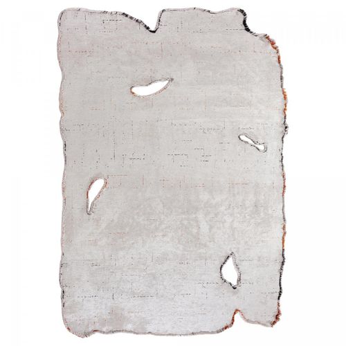 Tapis Grand Salon Kilim En Coton, 240 X 300 Cm, Forme Originale, Écru Et Gris