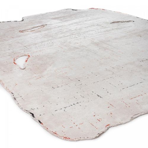 Tapis Grand Salon Kilim En Coton, 240 X 300 Cm, Forme Originale, Écru Et Gris