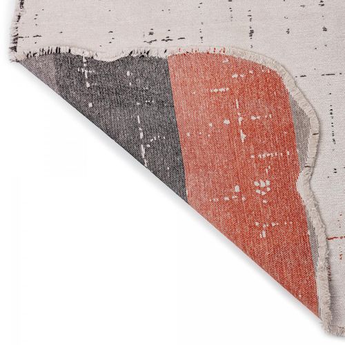 Tapis Salle à Manger Kilim En Coton, 240 X 340 Cm, Forme Originale, Écru Et Gris