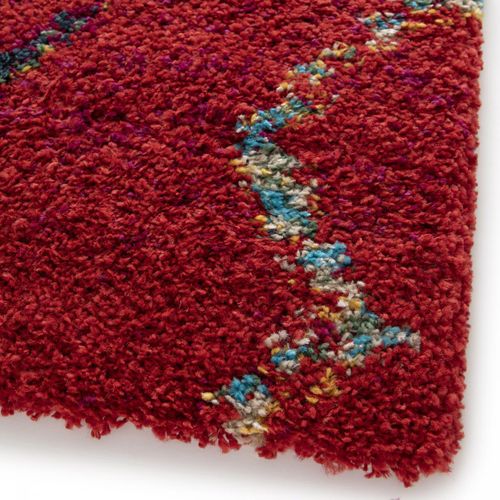 Tapis Shaggy 160x230 Rectangle Tissé Rouge Et Blanc Motif Berbère Amore 4