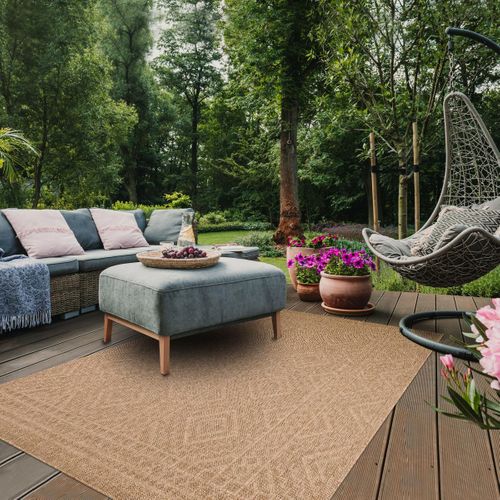 Tapis Extérieur 120x160 Tissé Kilim Beige Jute Art 3