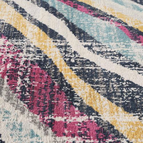 Tapis D'orient 120x170 Motif Géométrique Poils Ras Écru Bleu Lyn3 Lo Entretien Facile.