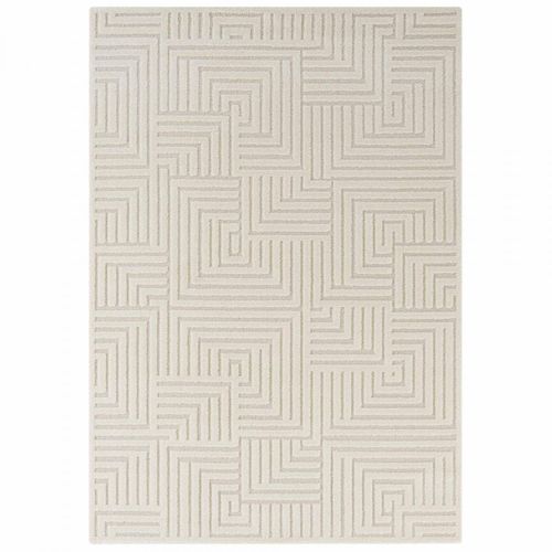 Tapis Chambre 80 X 150 Cm Beige, Blanc, Motif Géométrique, Manipu Élégant