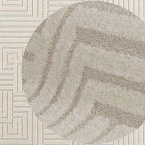 Tapis Chambre 80 X 150 Cm Beige, Blanc, Motif Géométrique, Manipu Élégant