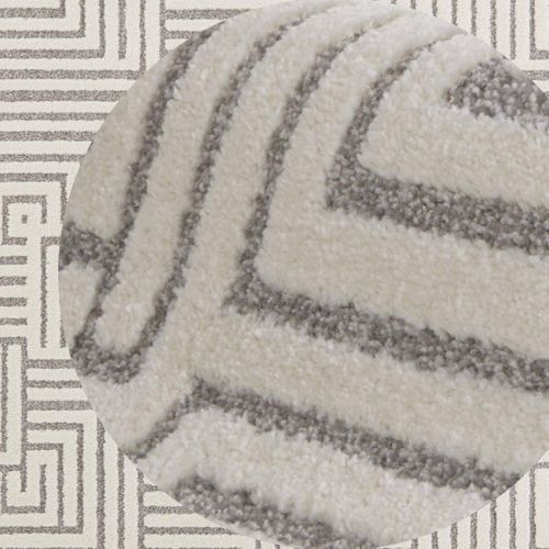 Tapis Chambre 80 X 150 Cm Beige Et Gris, Motif Géométrique, Manipu, Pliable