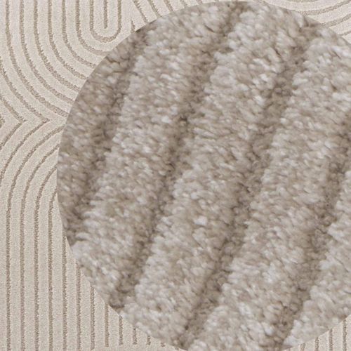 Tapis Chambre 80 X 150 Cm Beige, Motif Géométrique, Design Graphique, Panglao Chic Et Confortable