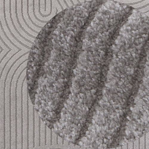 Tapis Chambre 80 X 150 Cm Gris, Motif Géométrique, Structure En Relief, Panglao, Design Contemporain