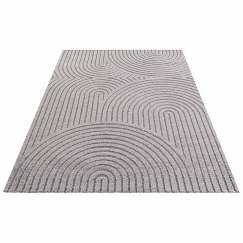 Tapis Salon 200 X 290 Cm, Gris, Motif Géométrique, Structure Relief Et Design Original, Panglao