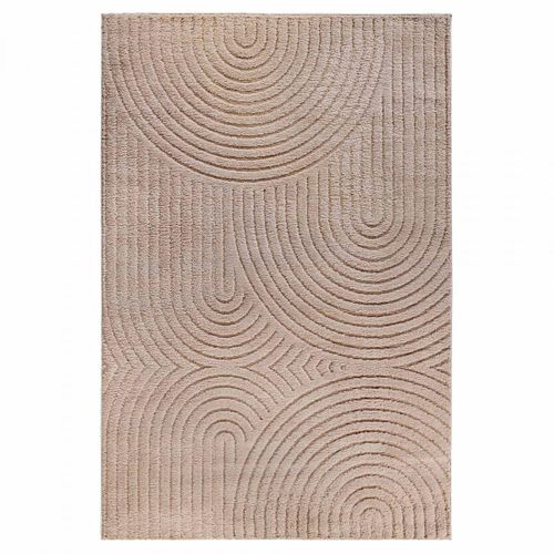 Tapis Salon 80 X 120 Cm, Motif Géométrique, Beige, Marron, Structure Relief Tissée, Panglao