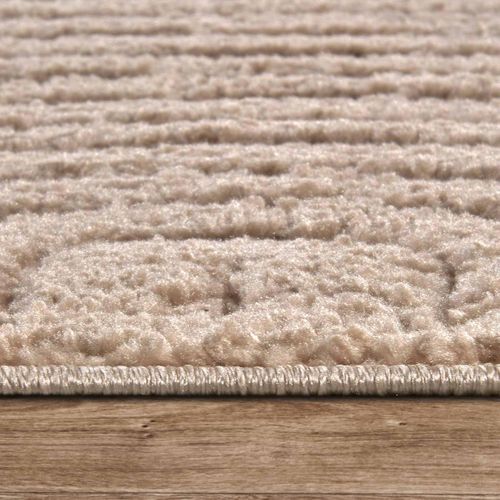 Tapis Salon 80 X 120 Cm, Motif Géométrique, Beige, Marron, Structure Relief Tissée, Panglao