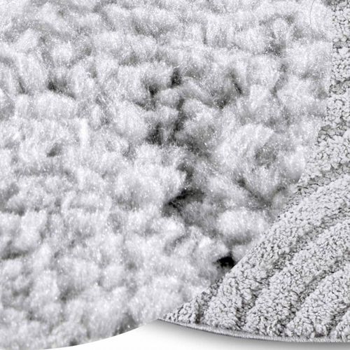 Tapis Rond 160 X 160-cm, Gris, Blanc, Forme Ronde, Motif Géométrique, Ambiance Chaleureuse