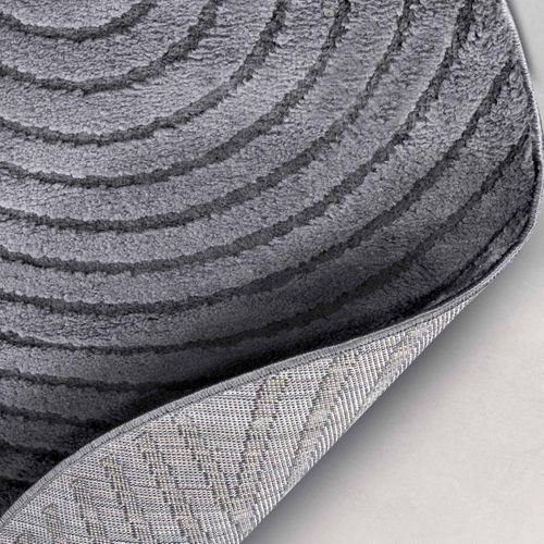 Tapis Salon 80 X 120 Cm Gris, Motif Géométrique Structure Relief Originale, Panglao