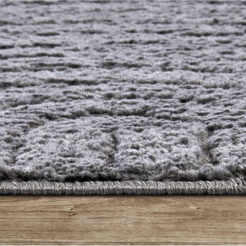 Tapis Salon 200 X 280 Cm Gris, Motif Géométrique, Relief Original, Pliable Et Entretien Facile