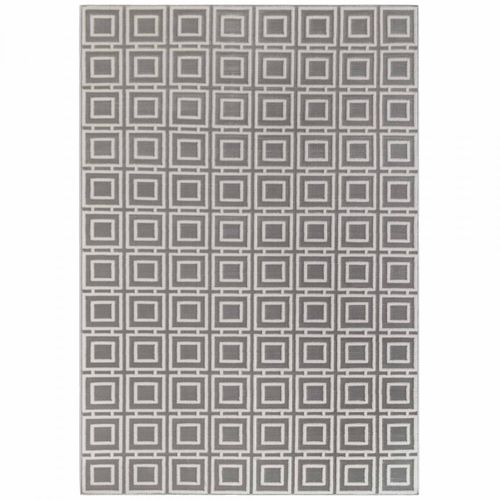 Tapis Couloir 80 X 240 Cm, Gris Et Blanc, Motif Géométrique, Texture Poils Ras Confortable, Howlite