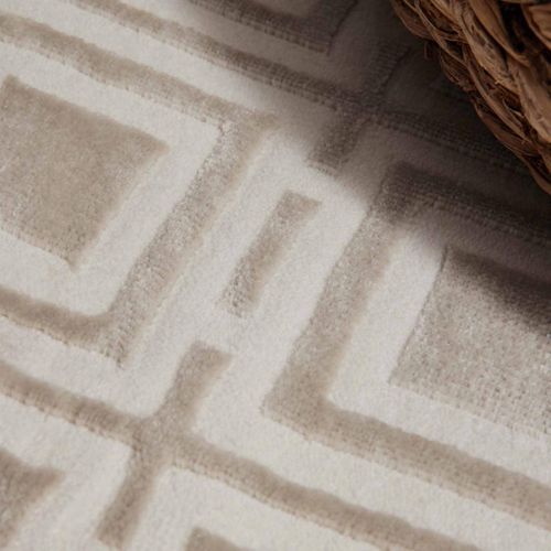 Tapis Couloir 80 X 240 Cm, Beige, Gris, Motif Géométrique Relief Raffiné, Design Épuré