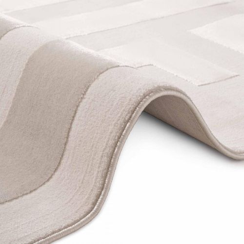 Tapis Couloir 80 X 240 Cm, Beige, Écru, Motif Géométrique, Poils Ras, Onyx, Look Graphique