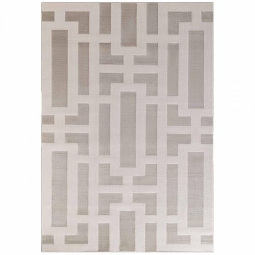 Tapis Couloir 80 X 240 Cm, Beige, Écru, Motif Géométrique, Poils Ras, Onyx, Look Graphique