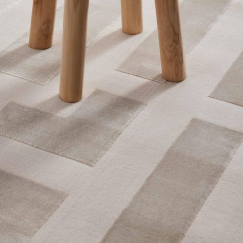 Tapis Salon 200 X 280 Cm Beige, Écru, Motif Géométrique, Design Graphique Et Original, Onyx Pliable