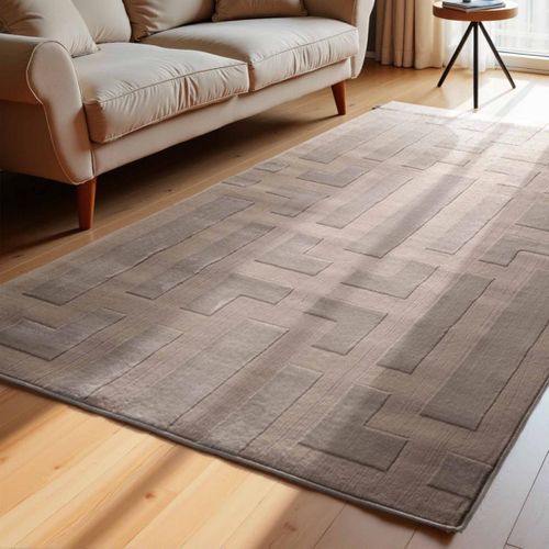 Tapis Salon 200 X 280 Cm, Beige, Motif Géométrique, Relief, Onyx, Look Chaleureux