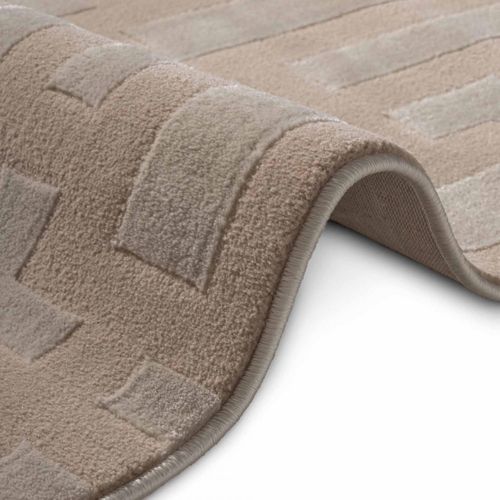 Tapis Salon 200 X 280 Cm, Beige, Motif Géométrique, Relief, Onyx, Look Chaleureux