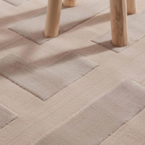 Tapis Salon 200 X 280 Cm, Beige, Motif Géométrique, Relief, Onyx, Look Chaleureux