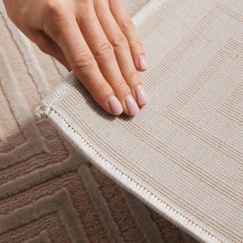 Tapis Salon 200 X 280 Cm, Beige, Écru, Motif Géométrique, Texture Relief, Tourmaline