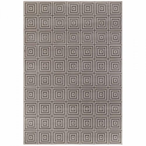 Tapis Couloir 80 X 240 Cm, Beige Et Gris, Motif Géométrique, Poils Ras, Tourmaline Authentique