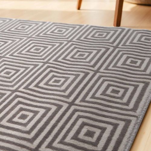 Tapis Couloir 80 X 240 Cm, Beige Et Gris, Motif Géométrique, Poils Ras, Tourmaline Authentique